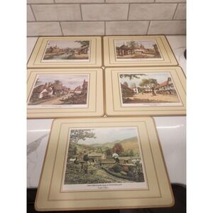 Pimpernel Set Of 5 English Villages Placemats Cork 12" X 9" One Missing From Set